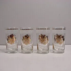 Dominion Glass | Dining | Vintage Mcm Atomic Gold Glasses Mid Century ...